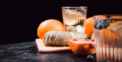 Bebidas sin gas con frutas